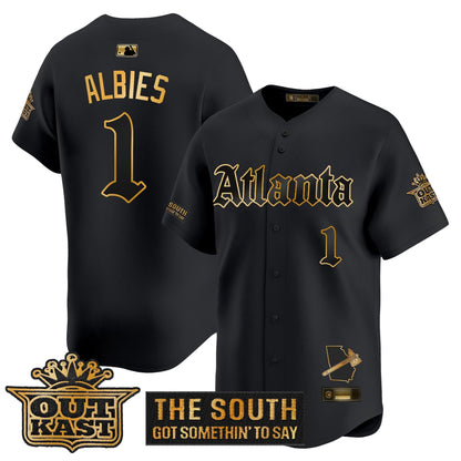 Men's Atlanta Braves 'Gothic South x Outkast Edition' Gold Vapor Premier Limited Jersey - All Stitched