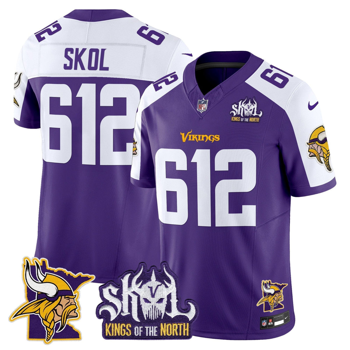 Men's Minnesota Vikings Kings Of The North Patch Vapor Limited Jersey V3 - All Stitched
