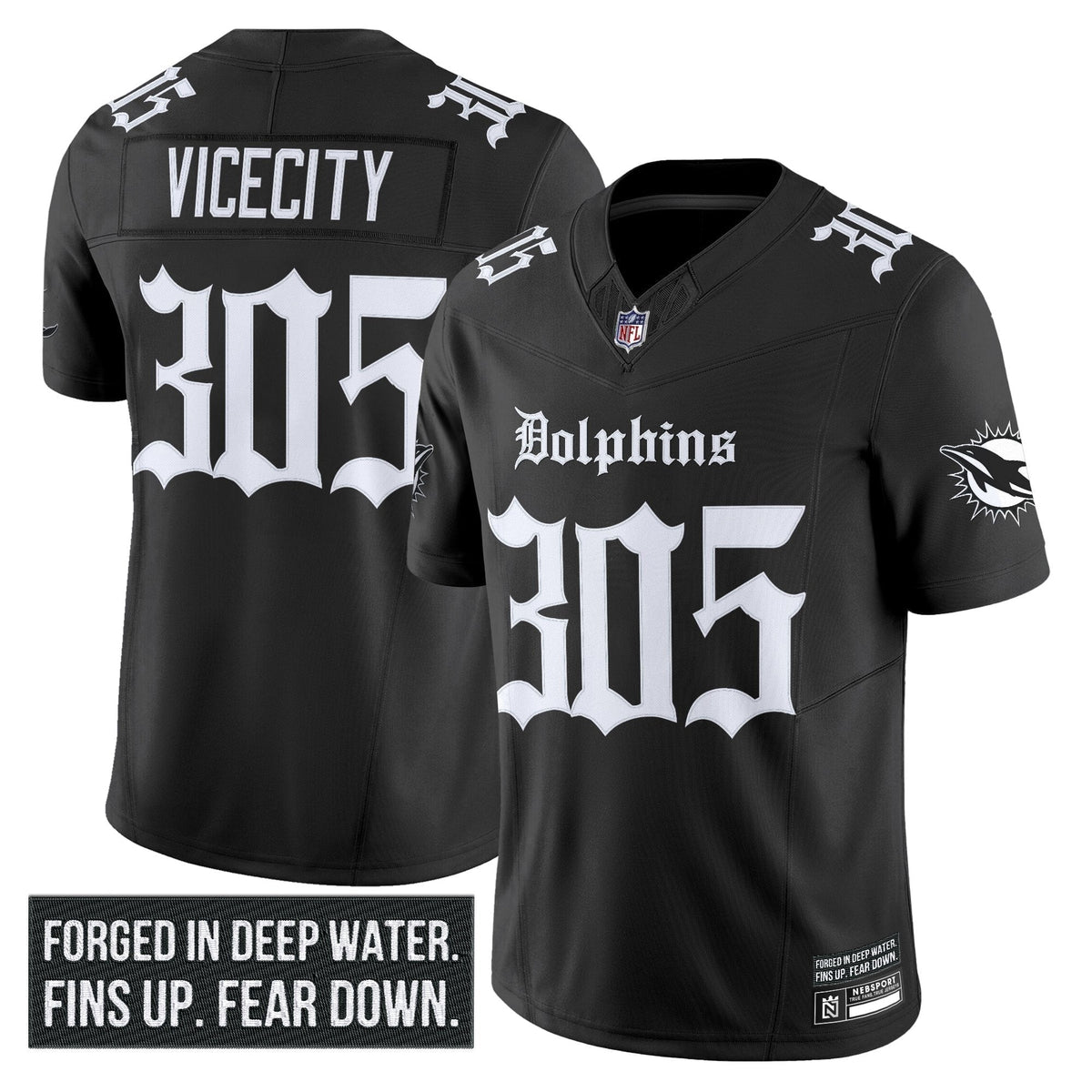 Men's Miami Dolphins 'Gothic Deep Water Edition' Vapor Limited Jersey - All Stitched