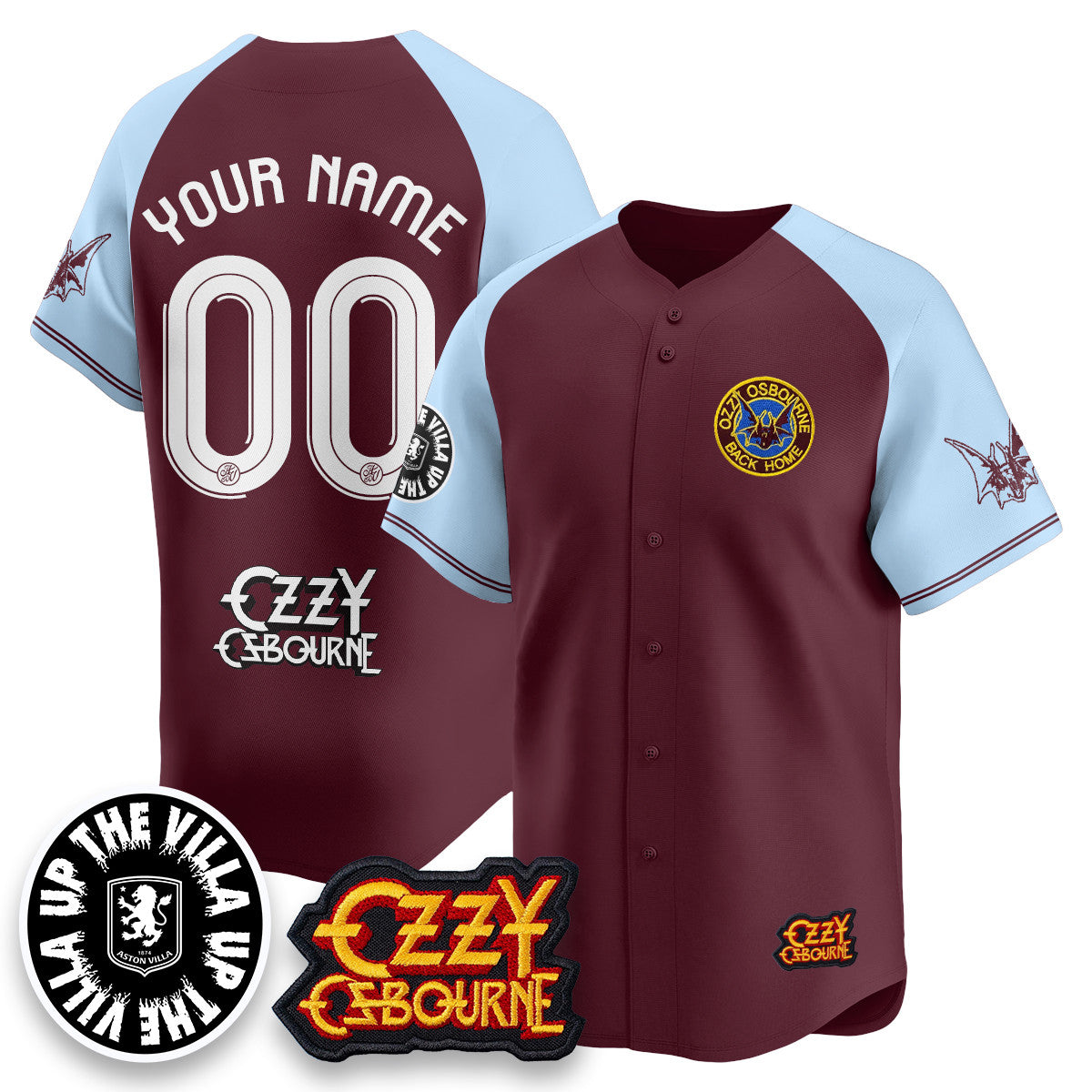 Aston Villa Ozzy Osbourne Back Home Baseball Custom Jersey - Stitched
