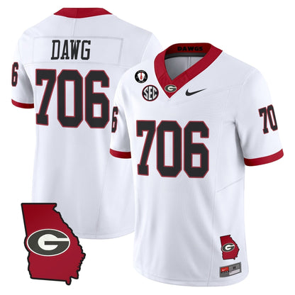 Men's Georgia Bulldogs 2025 Georgia Map & Vince Dooley Patch Vapor Limited Jersey - All Stitched
