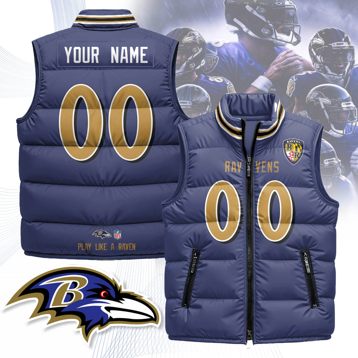 Baltimore Ravens Unisex Puffer Vest