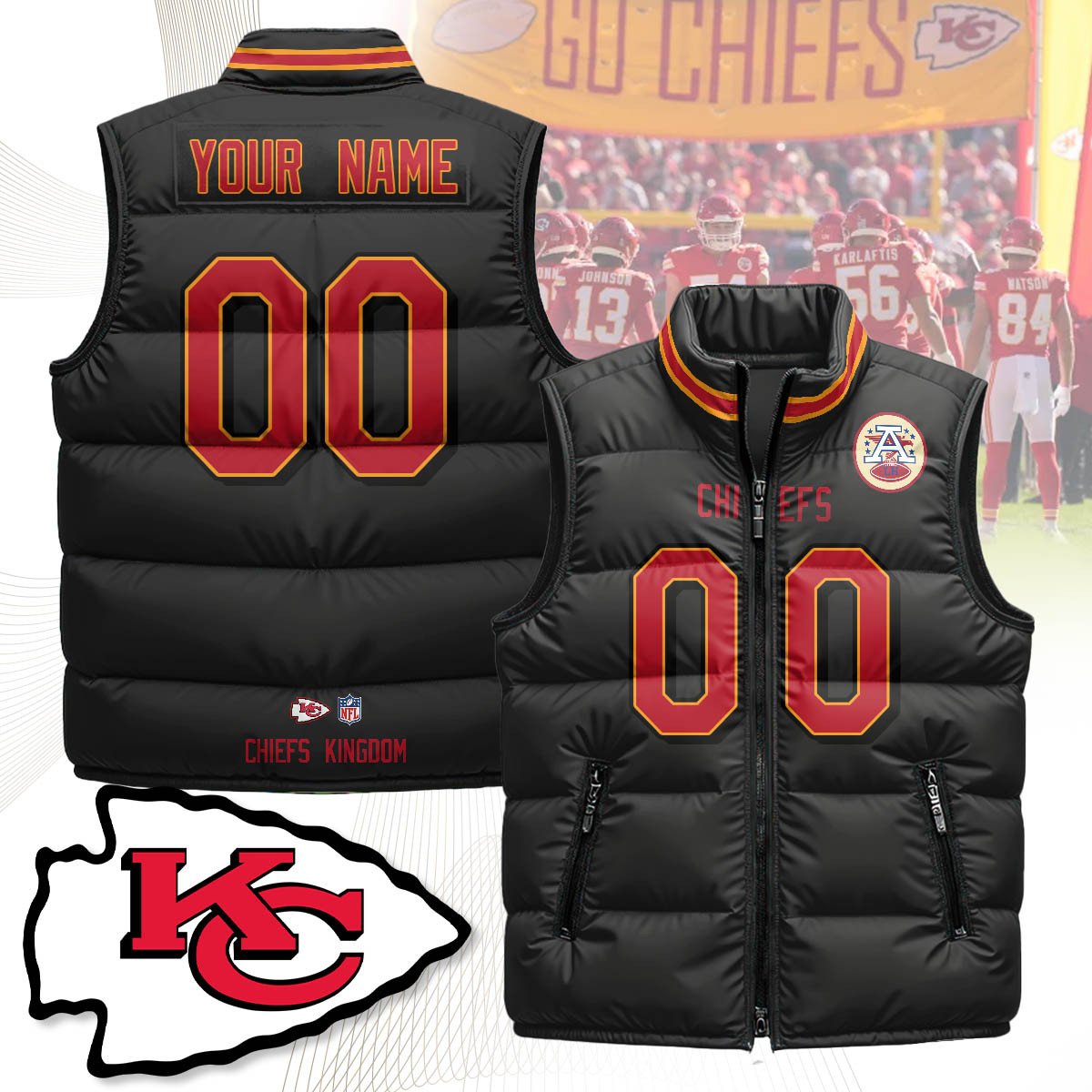 Custom Kansas City Chiefs Unisex Puffer Vest
