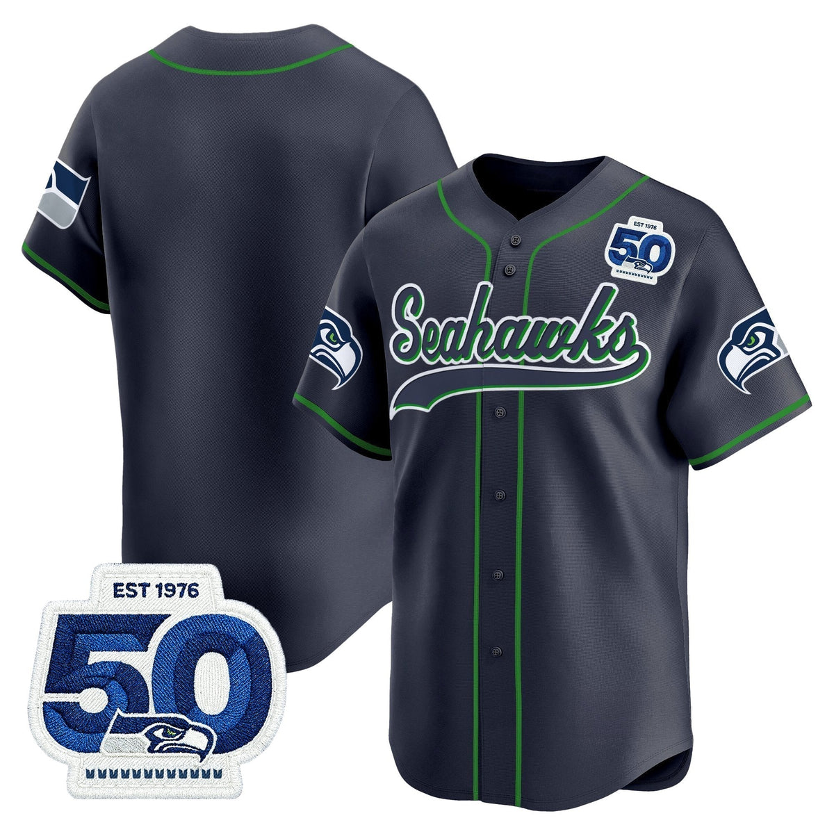 Men's Seattle Seahawks 50th Anniversary Vapor Baseball Jersey - All Stitched