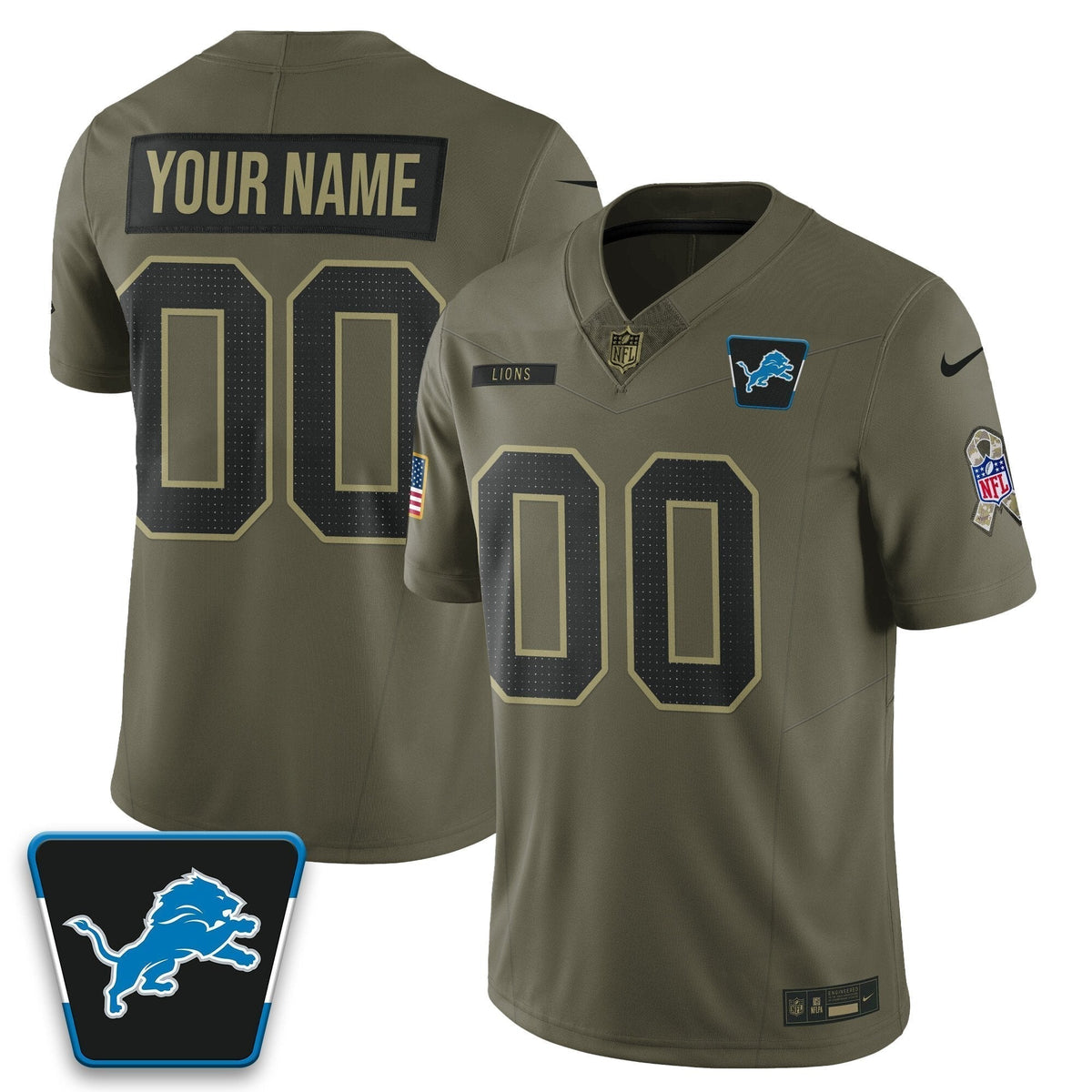 Custom Detroit Lions 2025 Salute to Service Limited Jersey - All Stitched