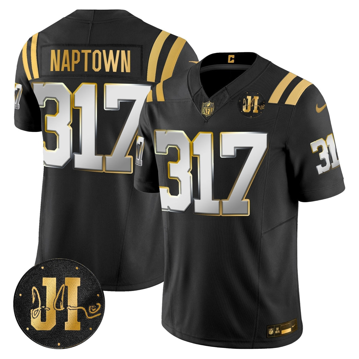 Men's Indianapolis Colts 2025 Jim Irsay Patch Gold Vapor Limited Jersey - All Stitched