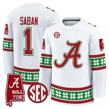 Men's Alabama Crimson Tide Football 2025 'Christmas Edition' Premium Jersey - Hockey Style - Stitched