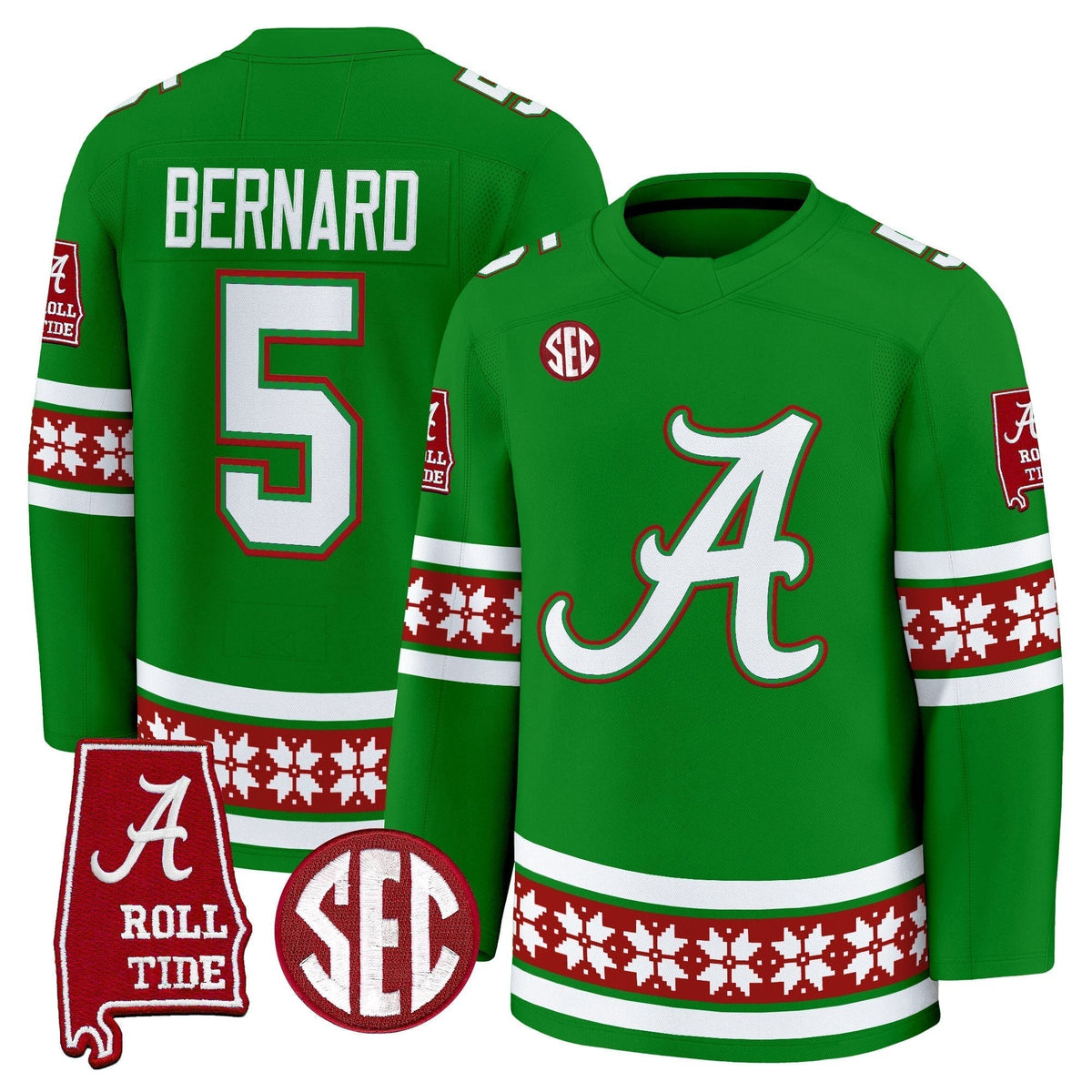 Men's Alabama Crimson Tide Football 2025 'Christmas Edition' Premium Jersey - Hockey Style - Stitched