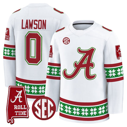 Men's Alabama Crimson Tide Football 2025 'Christmas Edition' Premium Jersey - Hockey Style - Stitched