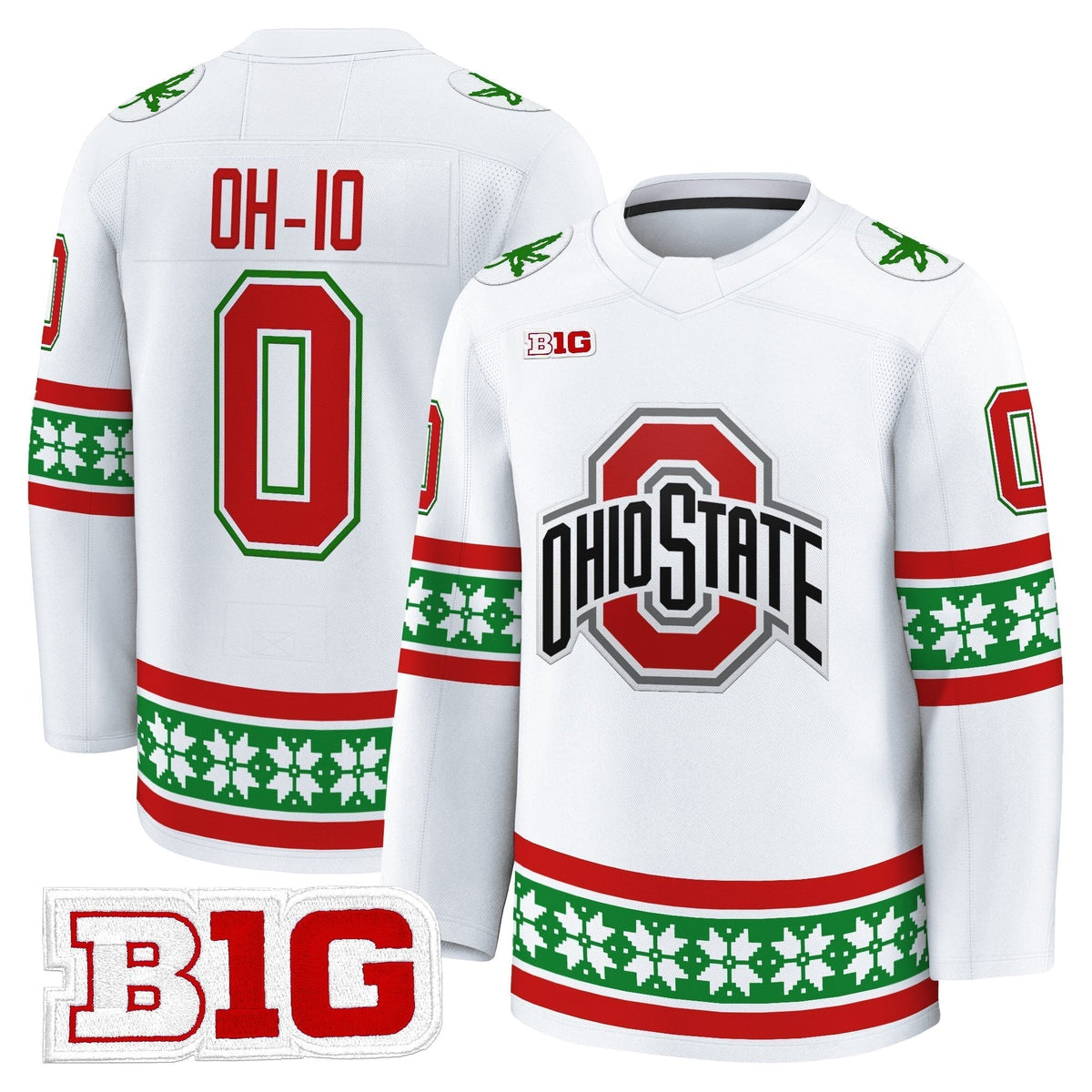 Men's Ohio State Buckeyes Football 2025 'Christmas Edition' Premium Jersey - Hockey Style - Stitched