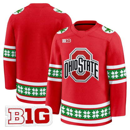 Men's Ohio State Buckeyes Football 2025 'Christmas Edition' Premium Jersey - Hockey Style - Stitched