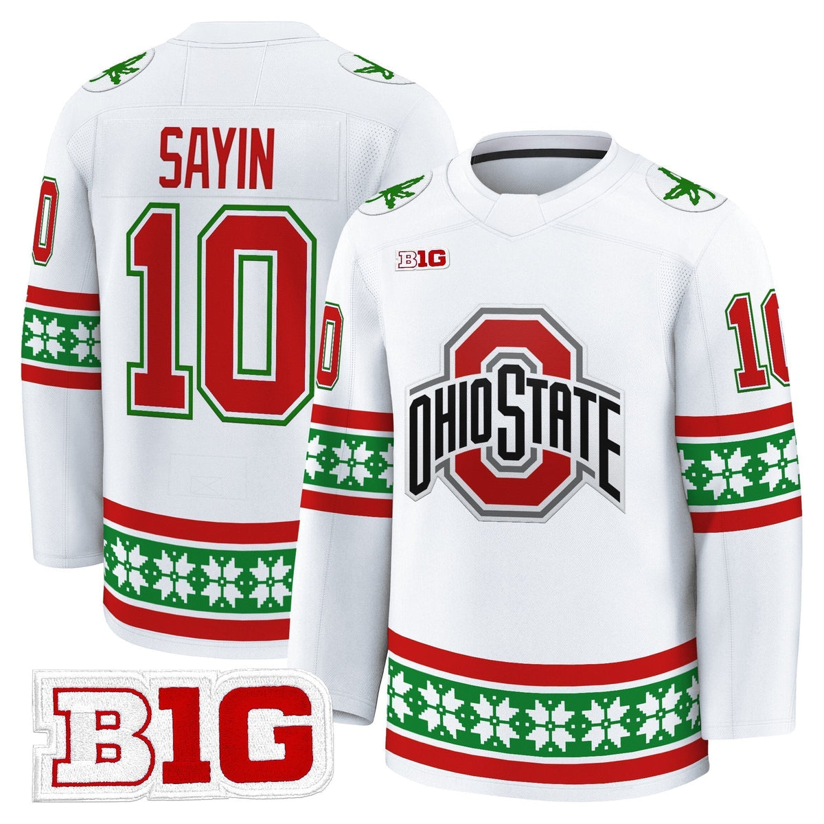 Men's Ohio State Buckeyes Football 2025 'Christmas Edition' Premium Jersey - Hockey Style - Stitched