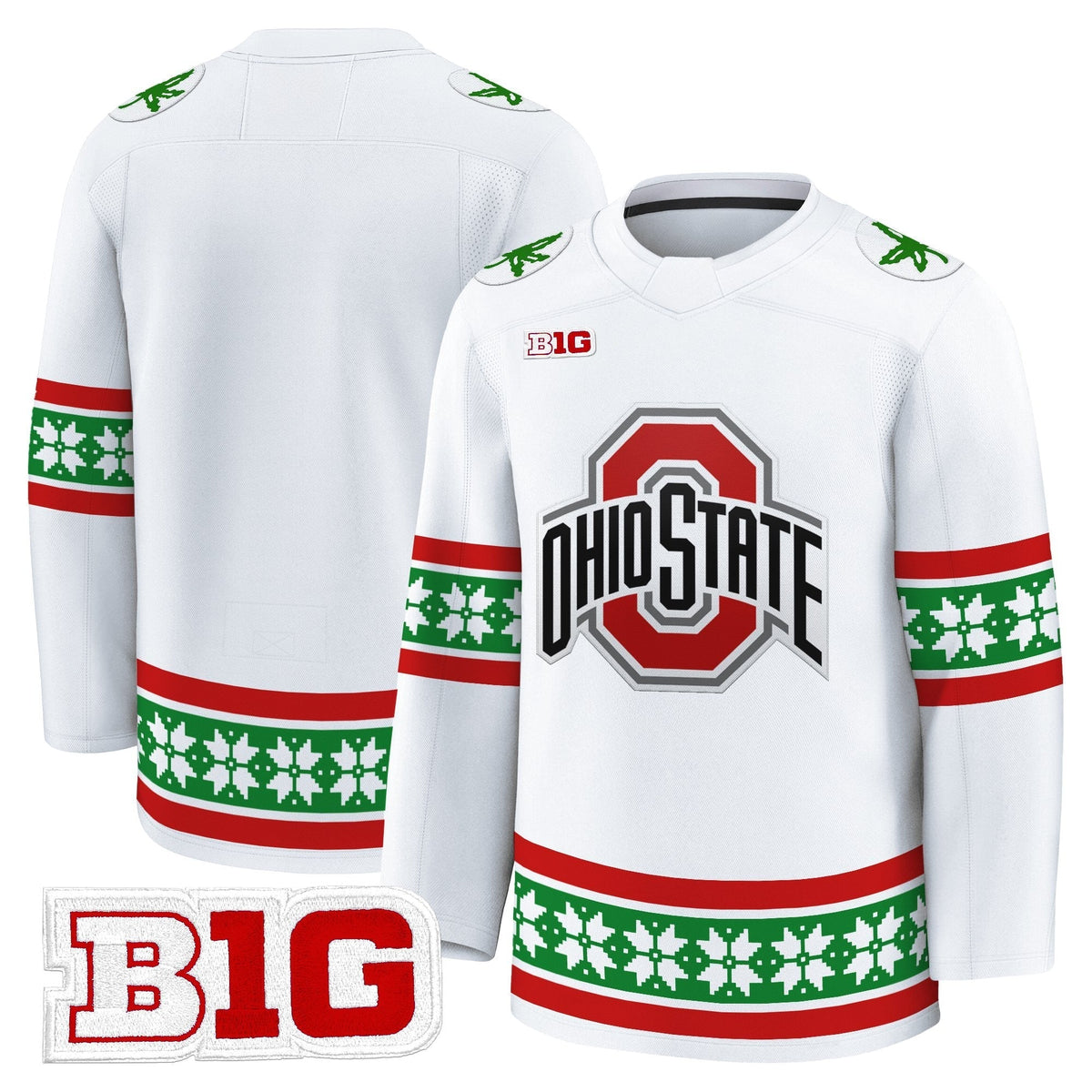 Men's Ohio State Buckeyes Football 2025 'Christmas Edition' Premium Jersey - Hockey Style - Stitched