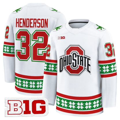 Men's Ohio State Buckeyes Football 2025 'Christmas Edition' Premium Jersey - Hockey Style - Stitched
