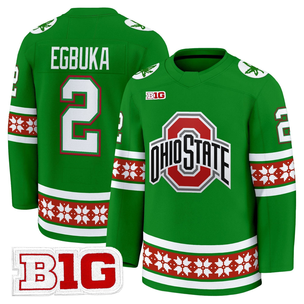 Men's Ohio State Buckeyes Football 2025 'Christmas Edition' Premium Jersey - Hockey Style - Stitched