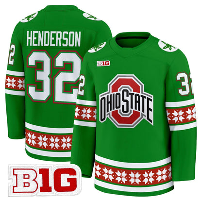 Men's Ohio State Buckeyes Football 2025 'Christmas Edition' Premium Jersey - Hockey Style - Stitched
