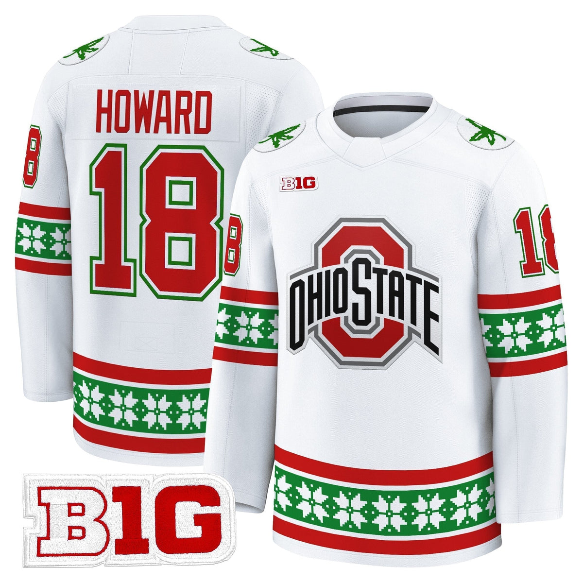 Men's Ohio State Buckeyes Football 2025 'Christmas Edition' Premium Jersey - Hockey Style - Stitched