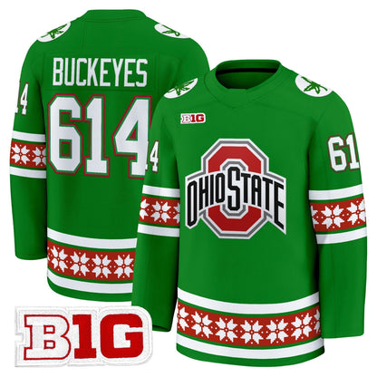 Men's Ohio State Buckeyes Football 2025 'Christmas Edition' Premium Jersey - Hockey Style - Stitched