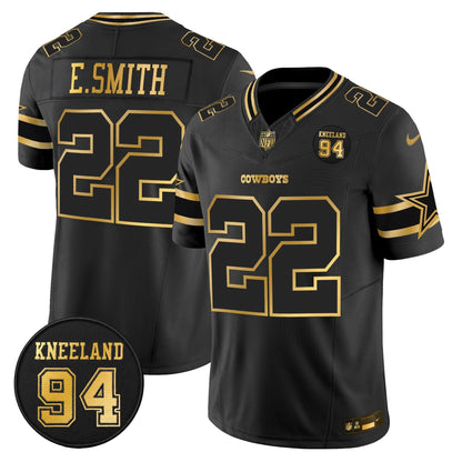 Men's Dallas Cowboys #94 Marshawn Kneeland Memorial Patch Gold Vapor Limited Jersey - All Stitched