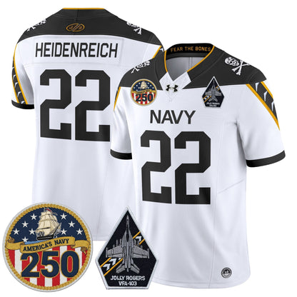 Men's Navy Midshipmen 'Jolly Rogers Edition' Vapor Limited Jersey - 250th Anniversary Patch - All Stitched