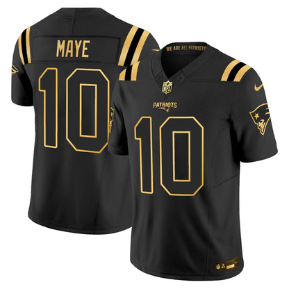 Men's New England Patriots 2025 Gold Vapor Limited Jersey - All Stitched