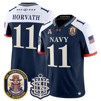 Men's Navy Midshipmen 250th Anniversary Vapor Limited Jersey - USS Constitution Patch - Stitched