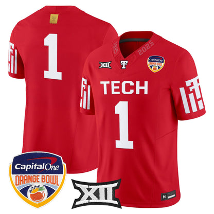 Men's Texas Tech Red Raiders 2025 Orange Bowl Vapor Limited Jersey - All Stitched