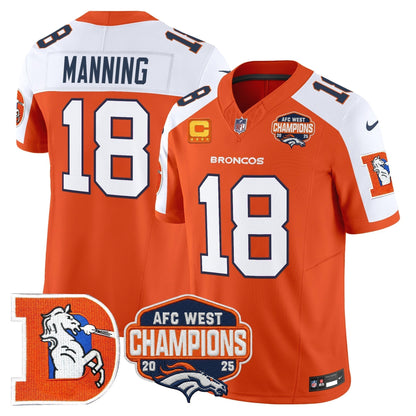 Men's Denver Broncos Throwback Vapor Limited Jersey - 2025 AFC West Division Champions Patch - All Stitched