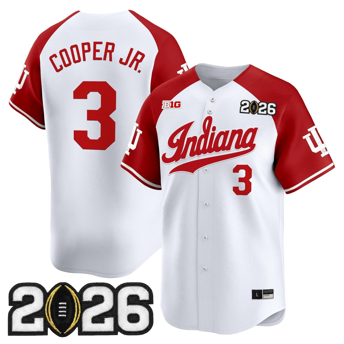 Men's Indiana Hoosiers 2026 CFP Final Patch Vapor Baseball Jersey - All Stitched