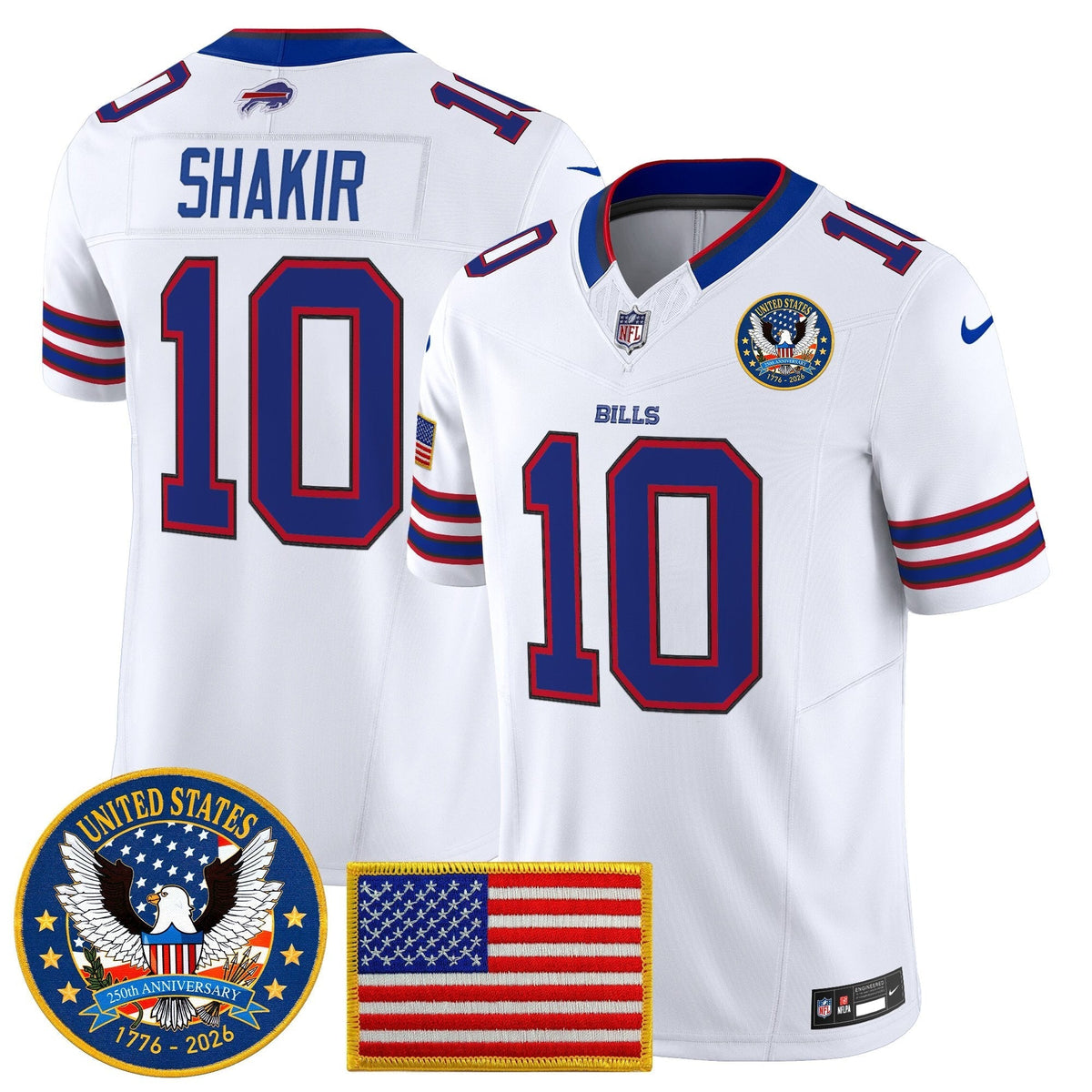 Men's Buffalo Bills "United States 250th Anniversary Patch" Vapor Limited Jersey - All Stitched