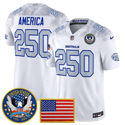 Men's Buffalo Bills "United States 250th Anniversary Patch" Vapor Limited Jersey - All Stitched