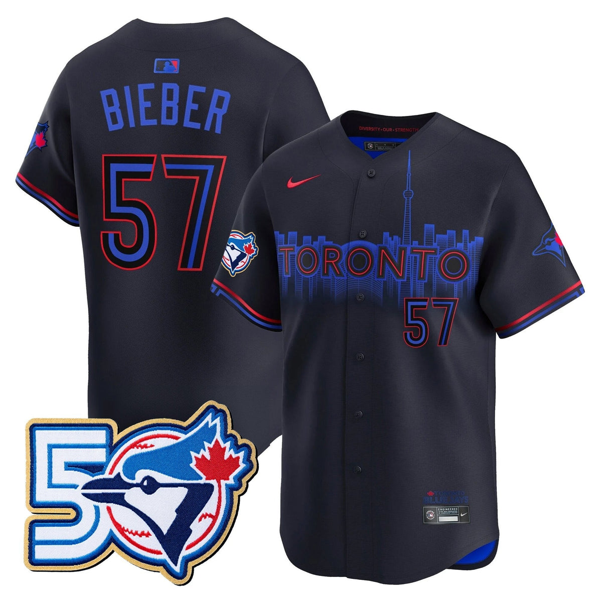 Men's Toronto Blue Jays 50 Seasons Patch Vapor Premier Limited Jersey - All Stitched