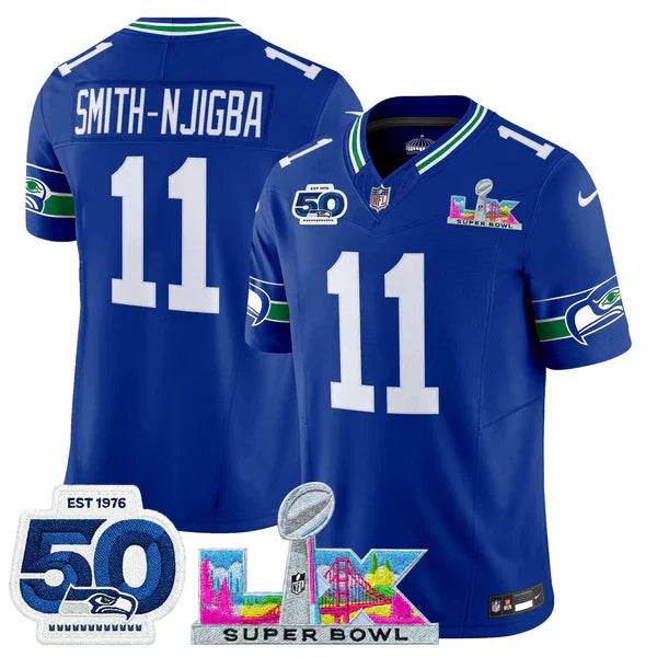 Women's SEA Super Bowl LX - 50th Anniversary Patch Gold Vapor Limited Jersey N5 - Stitched