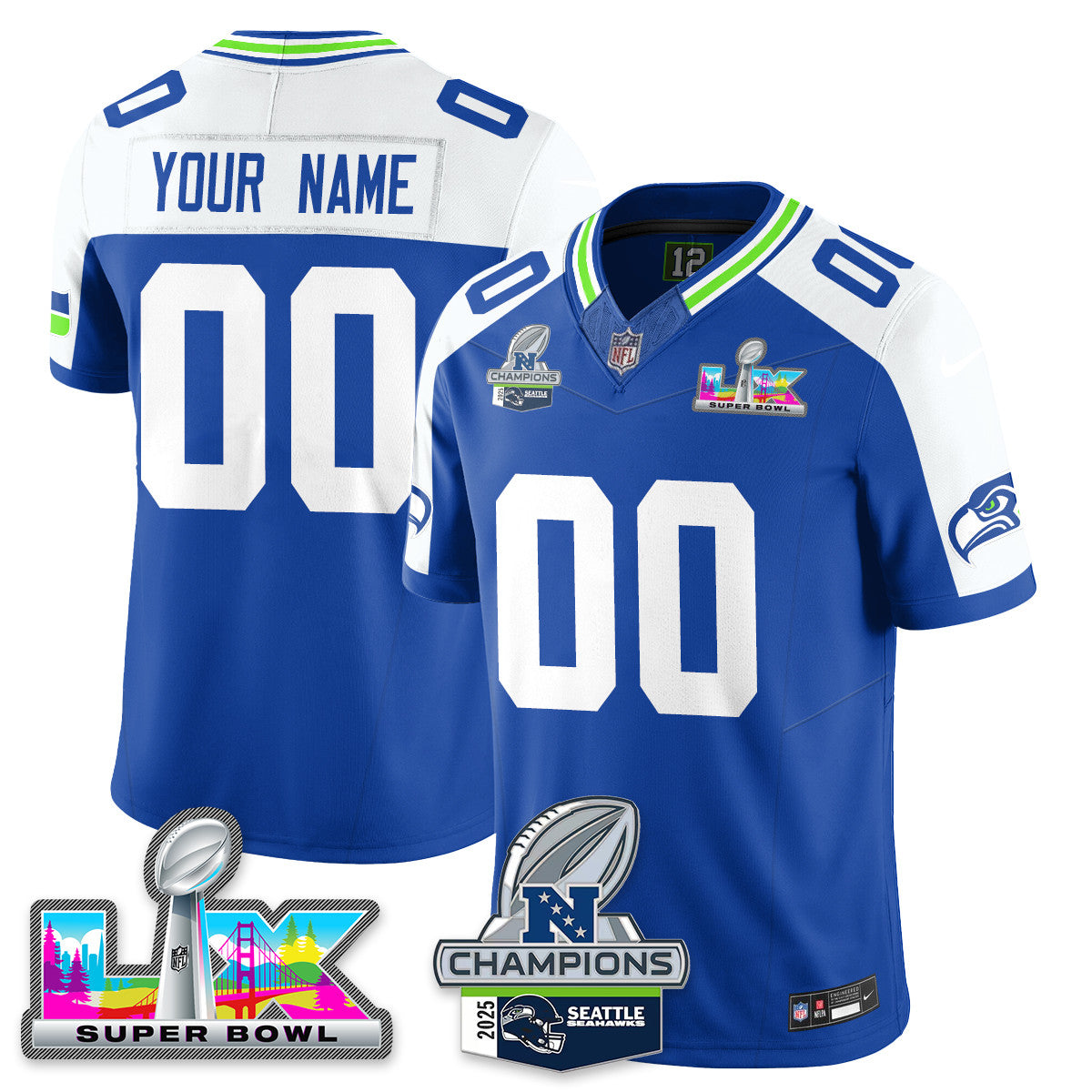 Custom SEA 2025 NFC Champions Vapor Limited Jersey V2 - All Stitched