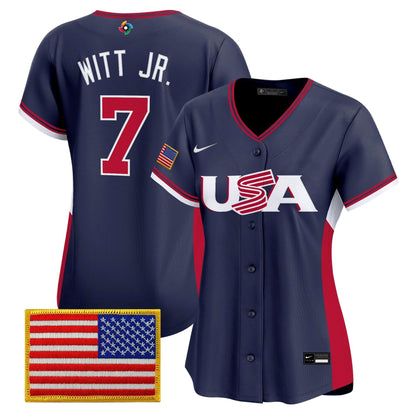 Women's Team USA World Baseball Classic Vapor Premier Jersey - 2026 Roster (Projected Number) - All Stitched