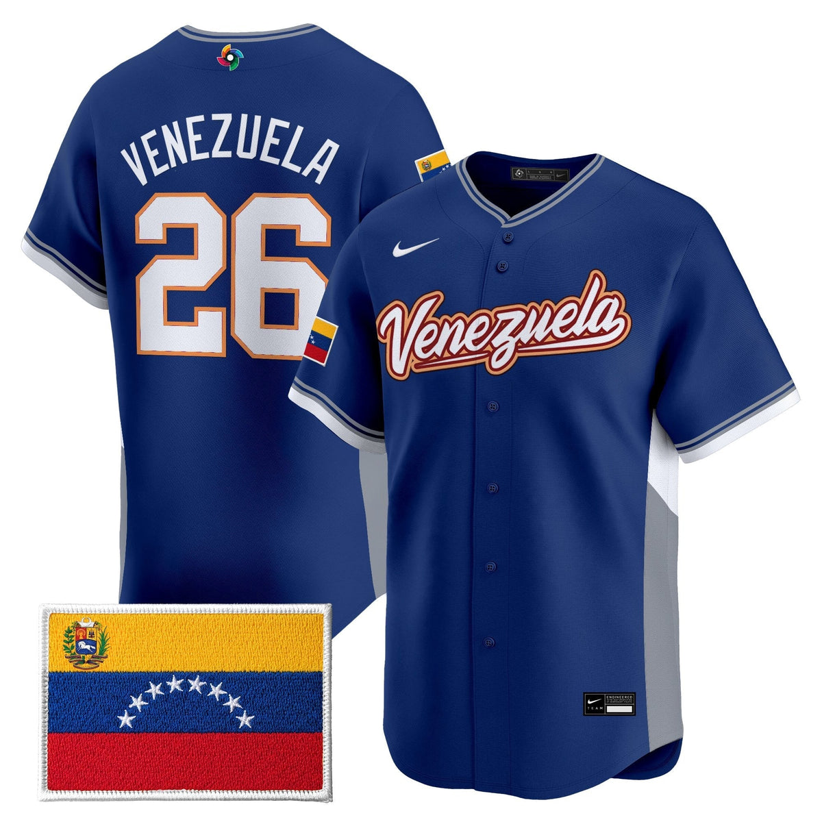 Men's Team Venezuela World Baseball Classic Vapor Premier Jersey - 2026 Roster - All Stitched