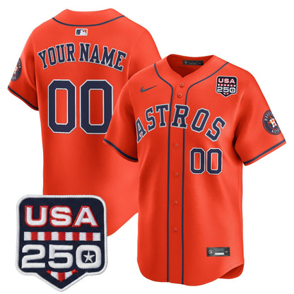 Houston Astros 250America Patch Vapor Premier Limited Custom Jersey - All Stitched