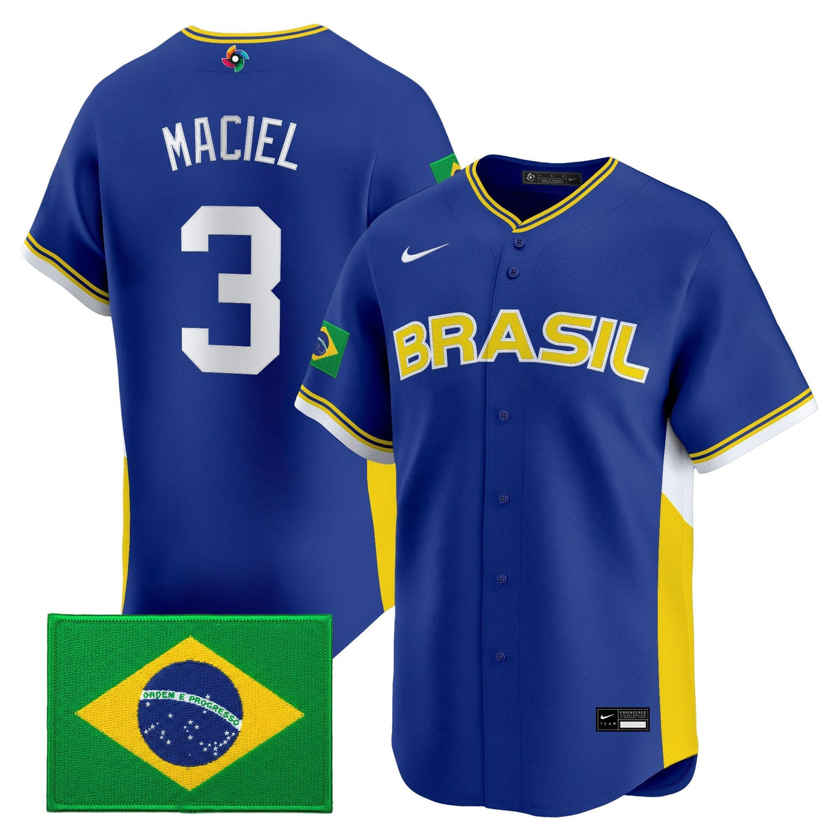Men's Team Brazil 2026 World Baseball Classic Vapor Premier Jersey - All Stitched
