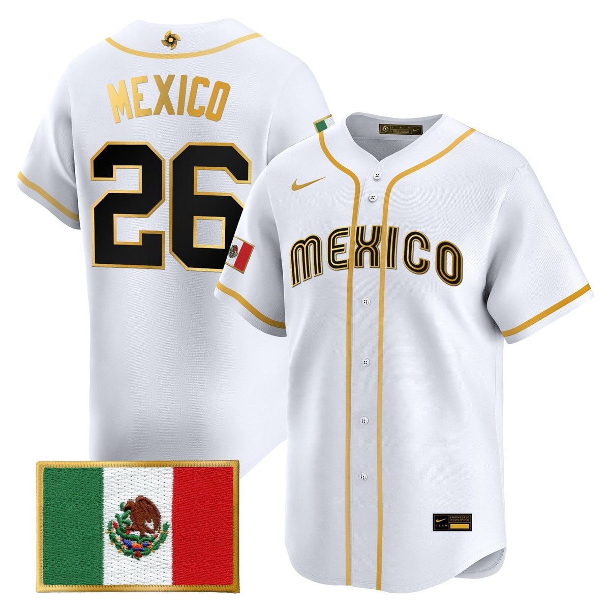Men's Team Mexico World Baseball Classic Gold Vapor Premier Jersey - All Stitched