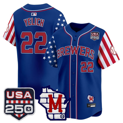 Men's Milwaukee Brewers "America250 Edition" Vapor Premier Limited Jersey - All Stitched