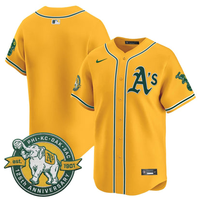 Men's Oakland Athletics 125th Anniversary Patch Vapor Premier Limited Jersey - All Stitched