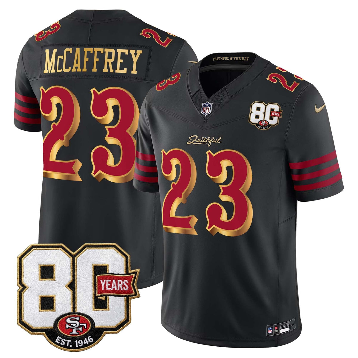  San Francisco 49ers 80th Anniversary Patch Vapor Limited Jersey - Rivalries Edition - Stitched