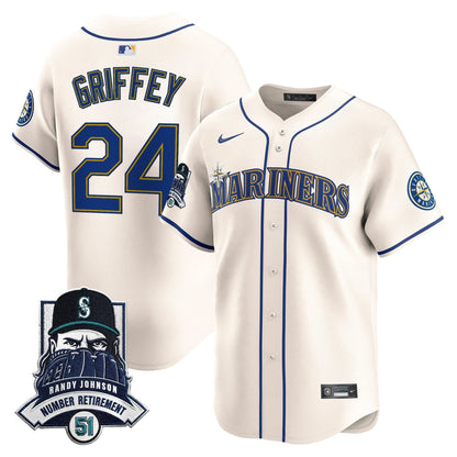 Seattle Mariners Hall-of-Famer Randy Johnson Patch Vapor Premier Limited Jersey - All Stitched