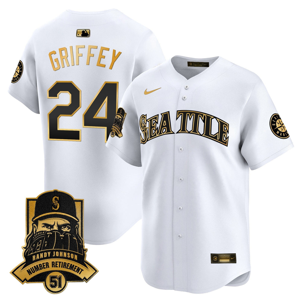Seattle Mariners Hall-of-Famer Randy Johnson Patch Vapor Premier Limited Jersey - All Stitched