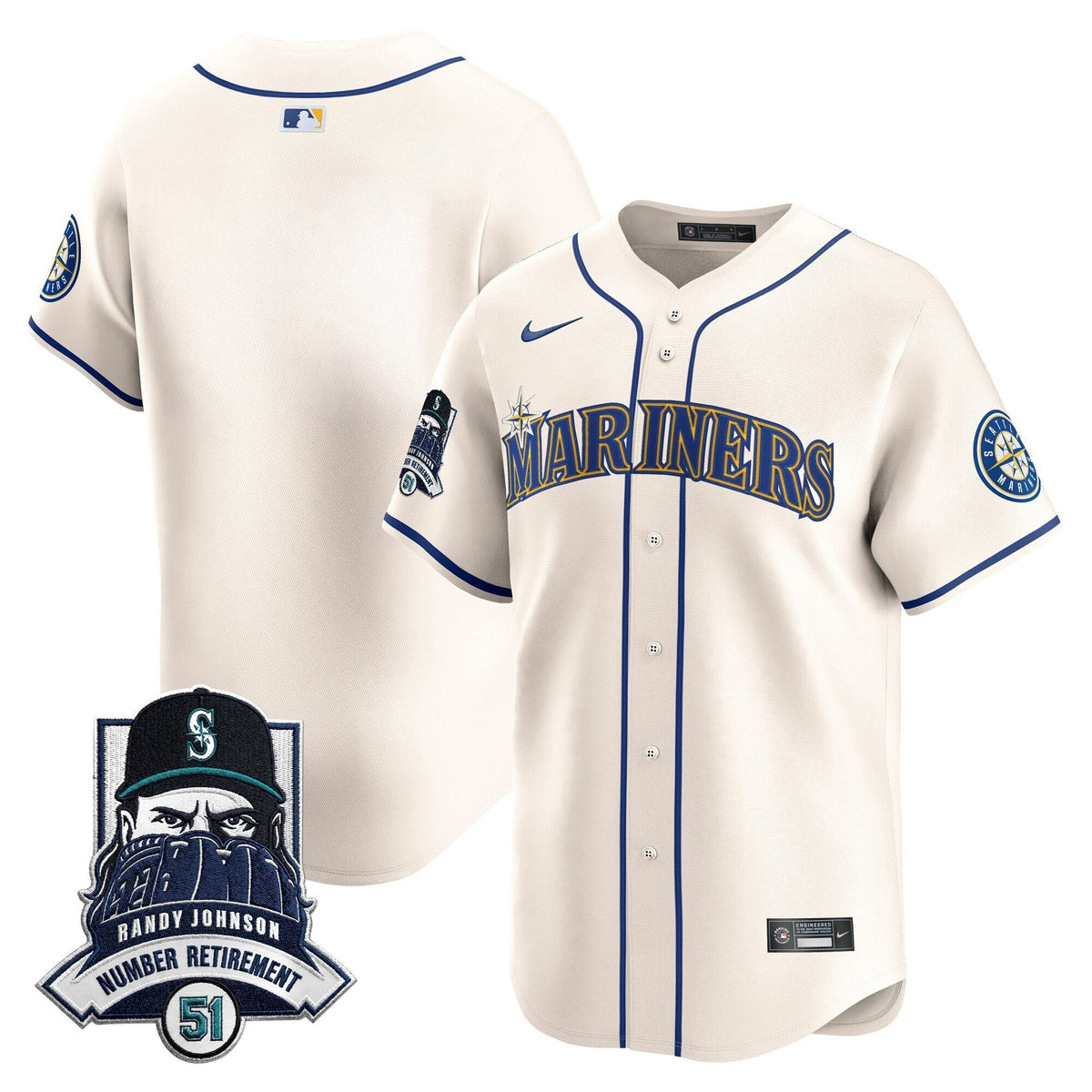 Seattle Mariners Hall-of-Famer Randy Johnson Patch Vapor Premier Limited Jersey - All Stitched