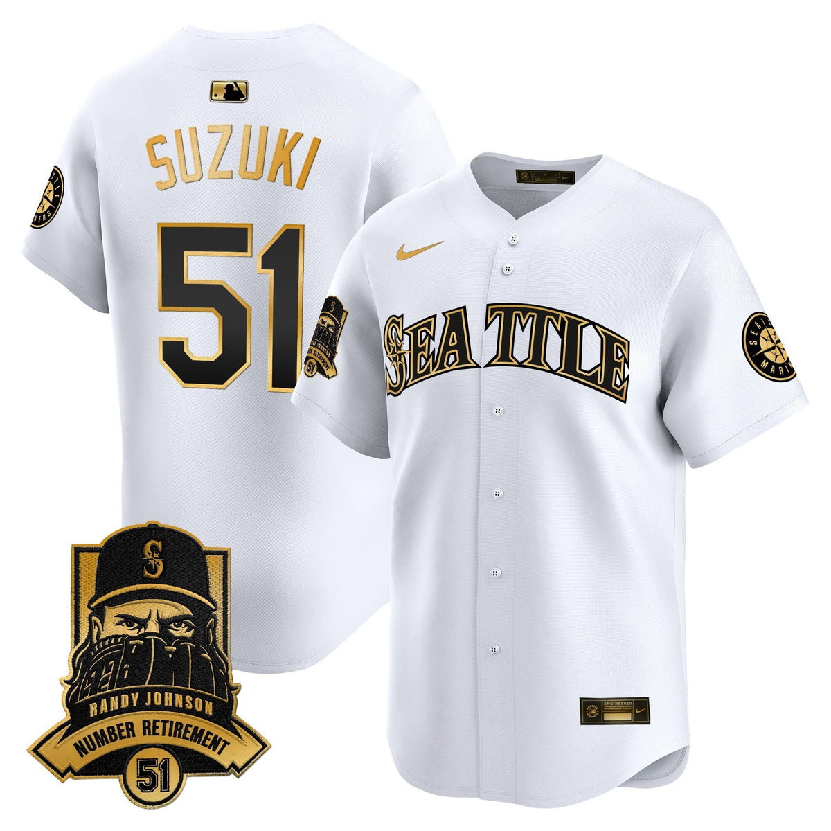 Seattle Mariners Hall-of-Famer Randy Johnson Patch Vapor Premier Limited Jersey - All Stitched