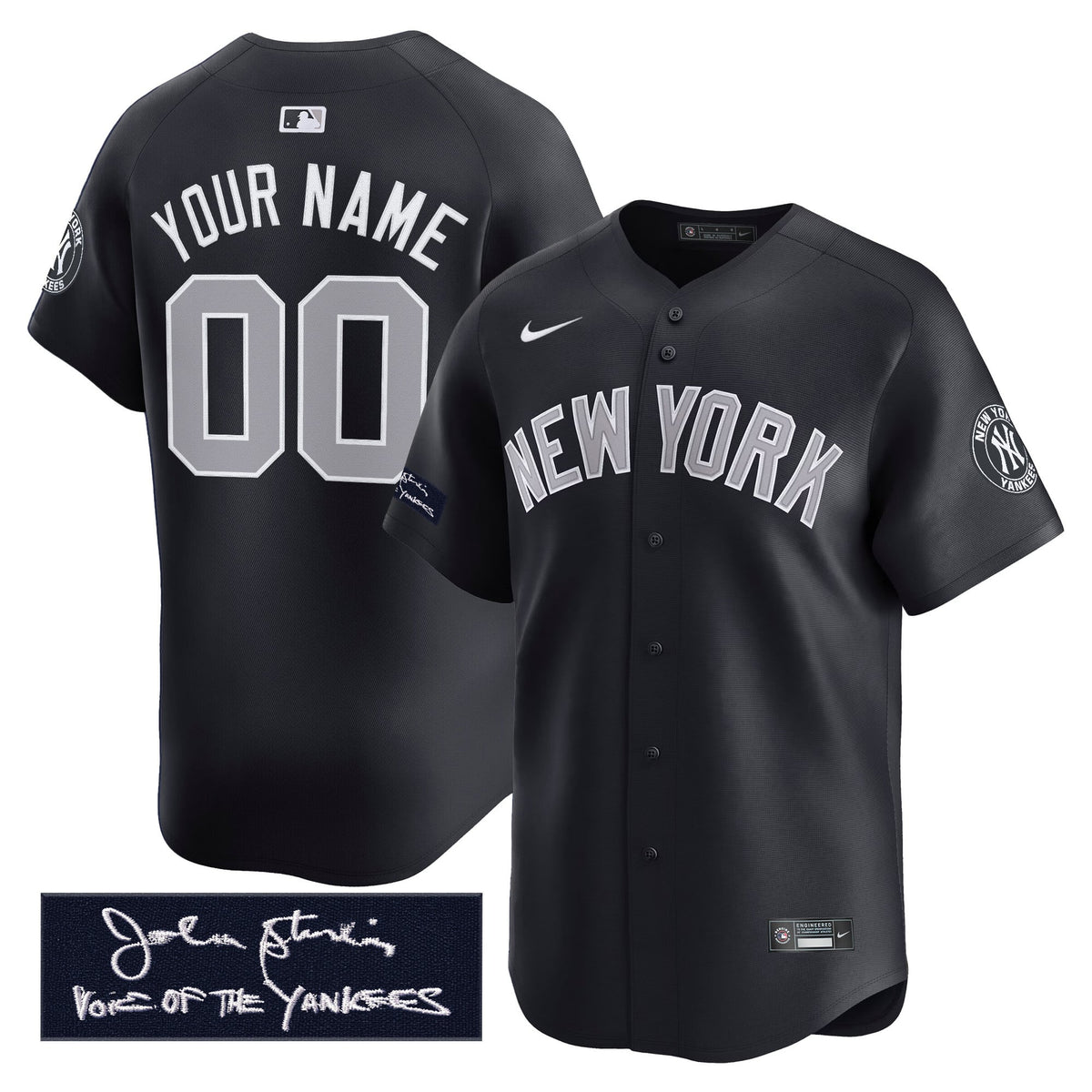 New York Yankees John Sterling "The Voice of the Yankees" Tribute Patch Vapor Premier Limited Custom Jersey - Stitched