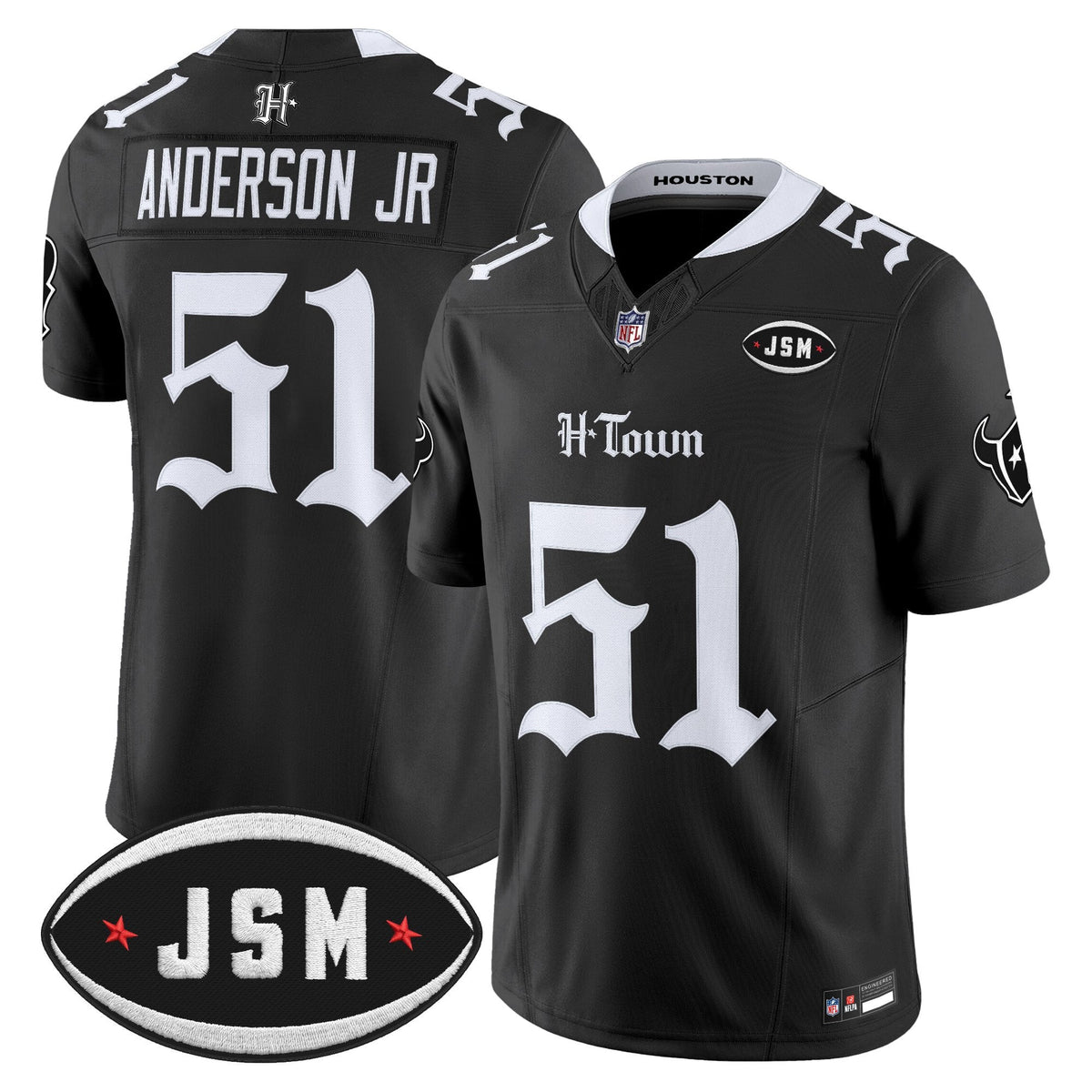  Houston Texans Janice McNair Memorial Patch Vapor Limited Jersey - Gothic Edition - All Stitched