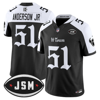  Houston Texans Janice McNair Memorial Patch Vapor Limited Jersey - Gothic Edition - All Stitched