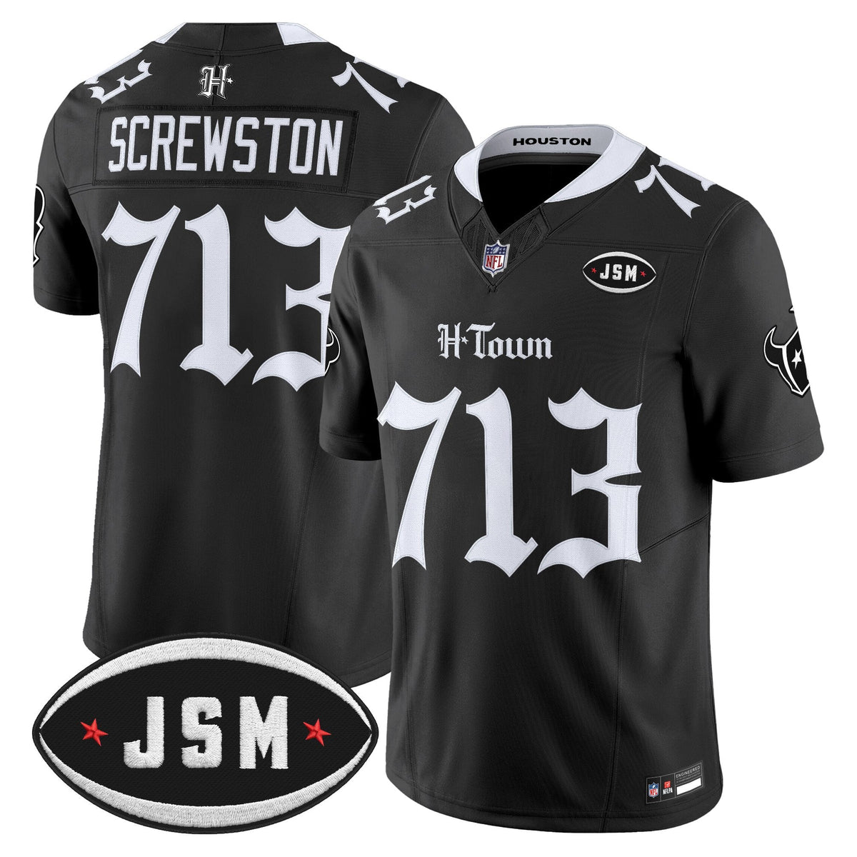  Houston Texans Janice McNair Memorial Patch Vapor Limited Jersey - Gothic Edition - All Stitched